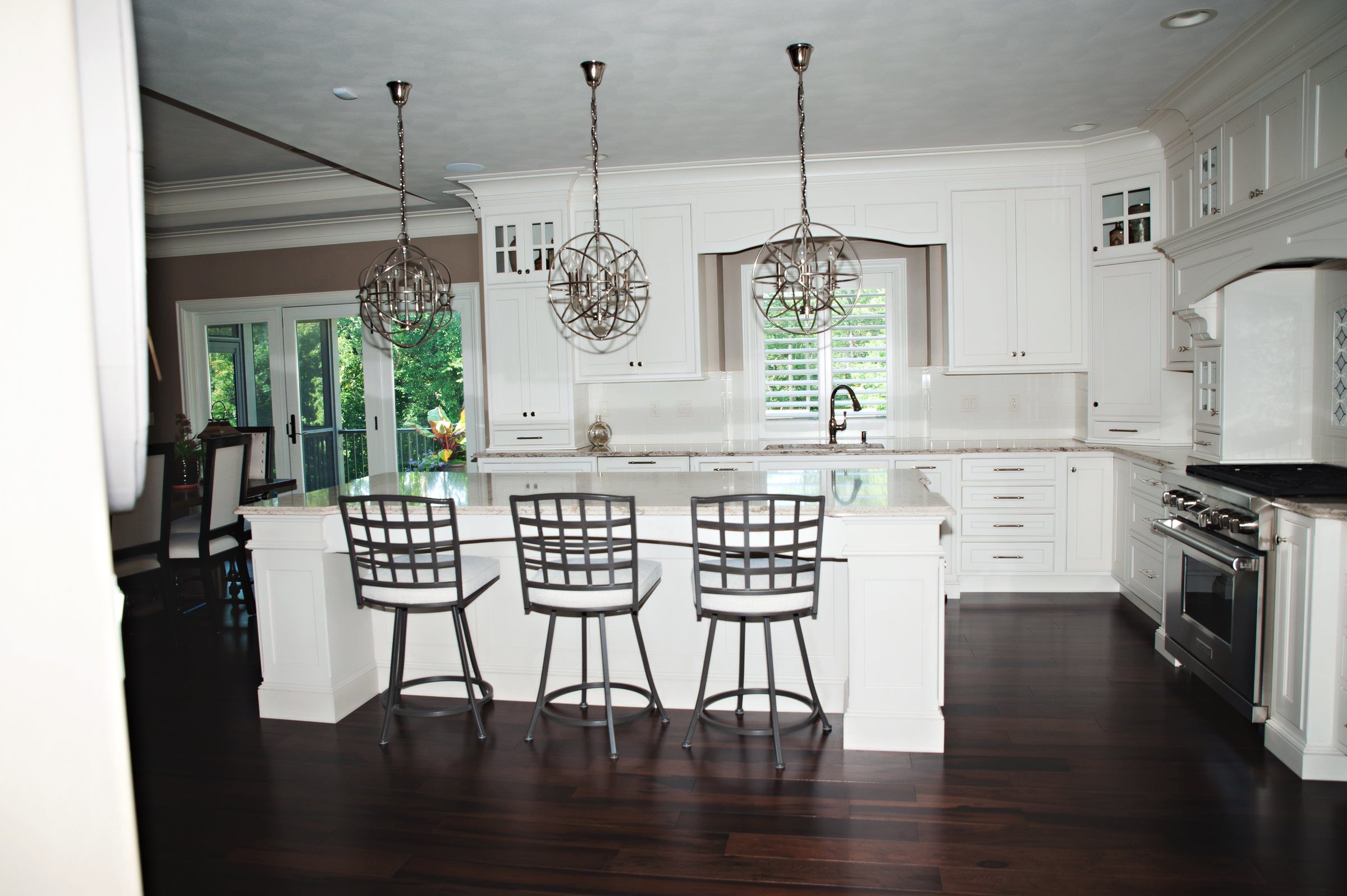 Finished kitchen in a newly built home with island sink and range